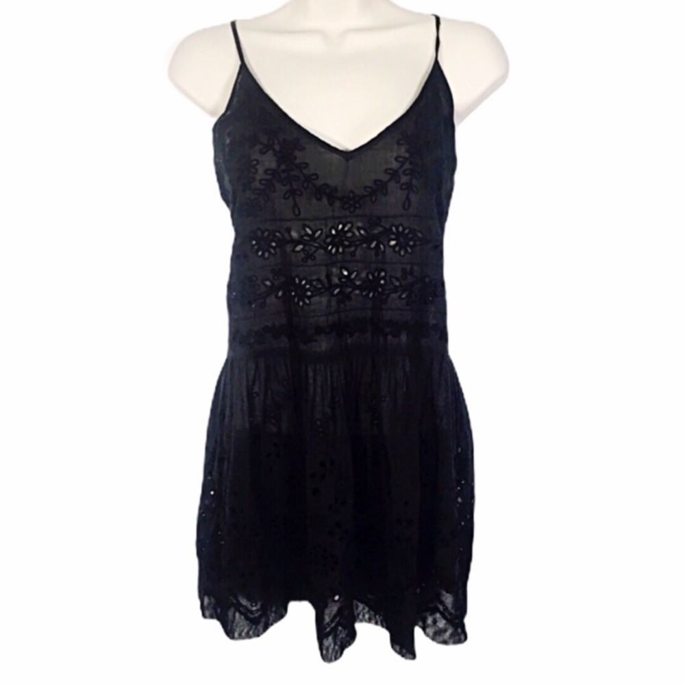 Free People Black Cotton Eyelet Top or Cover-up